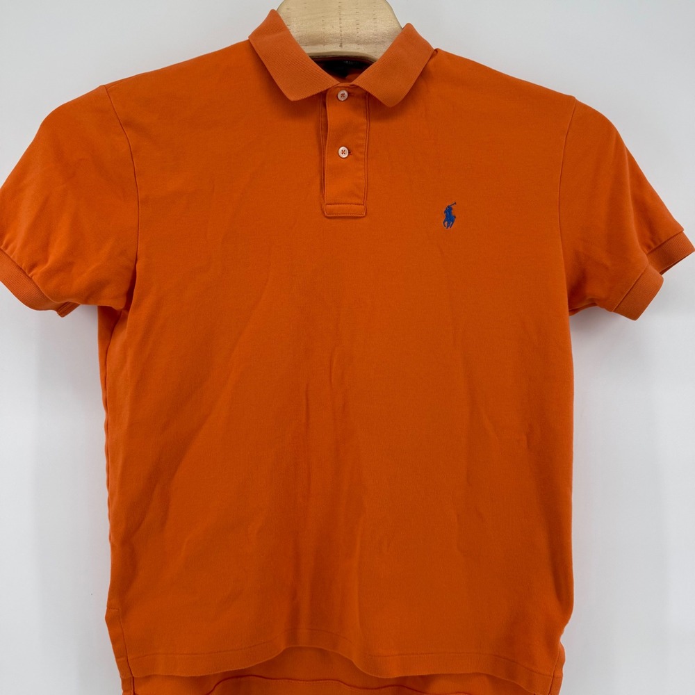 Polo Ralph Lauren Polo Shirt Mens M Orange Blue Pony Short Sleeve Cotton Classic - Picture 2 of 10